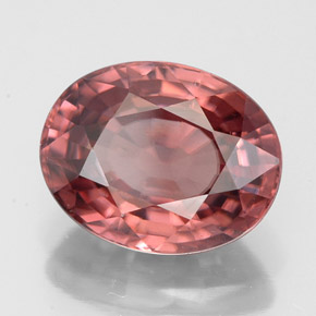Zircon rose naturelle coupe ovale, 6,19 ct, VVS