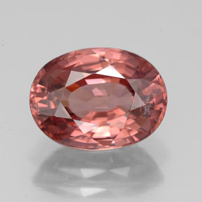 Zircon rose naturelle coupe ovale, 3,97 ct, VS