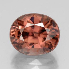 Zircon rose naturelle coupe ovale, 6,21 ct, VVS