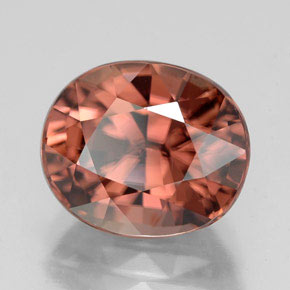 Zircon rose naturelle coupe ovale, 6,21 ct, VVS