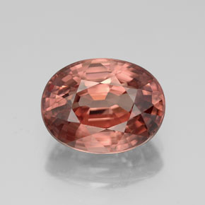 Zircon Rose Orange naturelle Coupe ovale, 4.95 ct, VVS