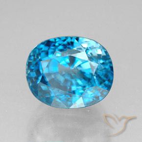 Zircon Bleu naturelle ovale, 6.82 ct, VVS