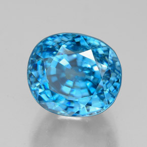 Zircon bleue naturelle coupe ovale, 7,38 ct, VVS