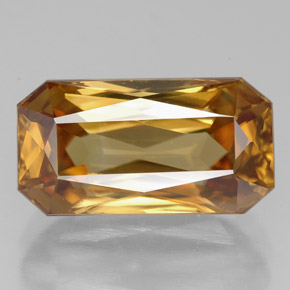 Zircon jaune naturelle taille émeraude, 8,32 ct, VVS