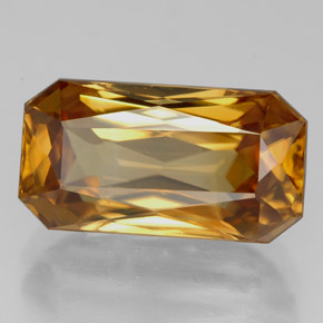 Zircon jaune naturelle taille émeraude, 8,32 ct, VVS