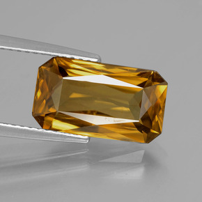 Zircon jaune naturelle taille émeraude, 6,47 ct, VVS