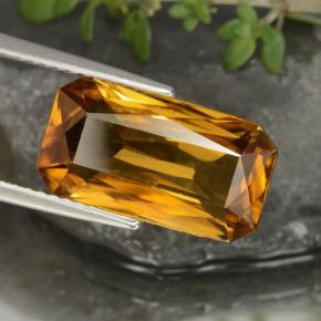 Zircon doré naturelle taille émeraude, 7,91 ct, VS