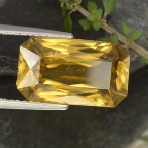 Zircon or naturelle taille émeraude, 9,67 ct, VVS-VS