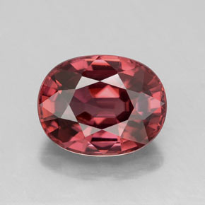 Zircon Rouge Rosâtre naturelle Coupe ovale, 3.29 ct, VVS-VS