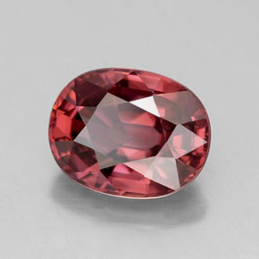 Zircon Rouge Rosâtre naturelle Coupe ovale, 3.29 ct, VVS-VS