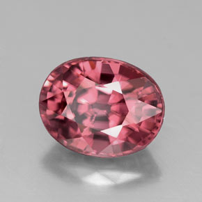 Zircon rose naturelle coupe ovale, 3,22 ct, VVS