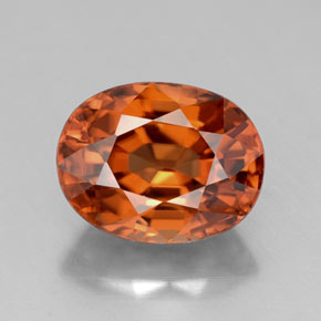 Zircon orange naturelle coupe ovale, 3,64 ct, VVS