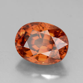 Zircon orange naturelle coupe ovale, 3,64 ct, VVS