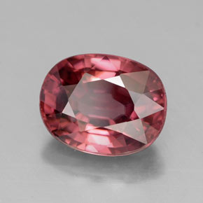 Zircon rose naturelle coupe ovale, 3,35 ct, VVS