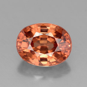 Zircon orange naturelle coupe ovale, 3,38 ct, VVS