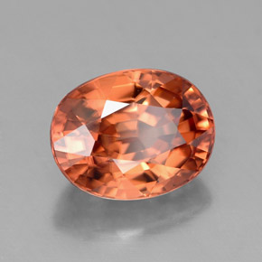 Zircon orange naturelle coupe ovale, 3,38 ct, VVS