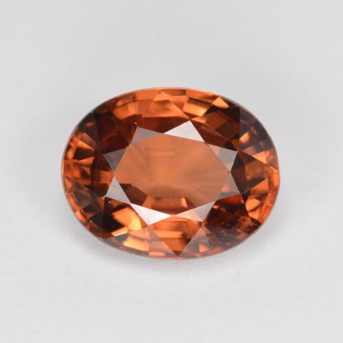 Zircon orange naturelle coupe ovale, 3,05 ct, VVS