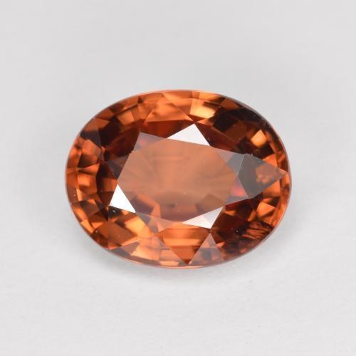 Zircon orange naturelle coupe ovale, 3,05 ct, VVS