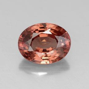 Zircon rouge naturelle coupe ovale, 3,10 ct, VVS
