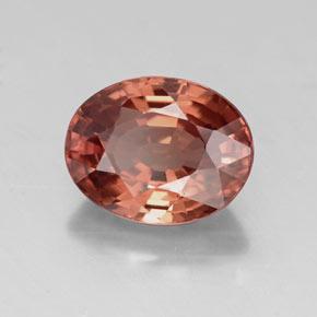 Zircon rouge naturelle coupe ovale, 3,10 ct, VVS