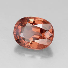 Zircon rouge naturelle coupe ovale, 3,41 ct, VVS