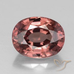 Zircon rouge naturelle coupe ovale, 3,33 ct, VVS