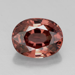 Zircon rouge naturelle coupe ovale, 3,17 ct, VVS