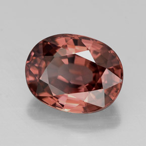 Zircon rouge naturelle coupe ovale, 3,17 ct, VVS