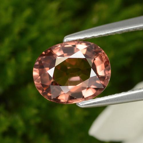Zircon rose naturelle coupe ovale, 3,07 ct, VVS
