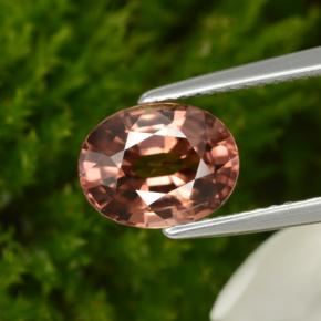 Zircon rose naturelle coupe ovale, 2,95 ct, VVS