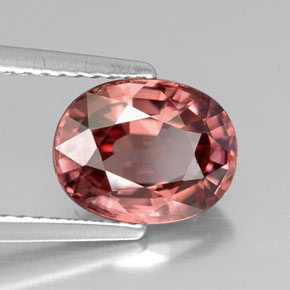 Zircon rose naturelle coupe ovale, 3,02 ct, VVS