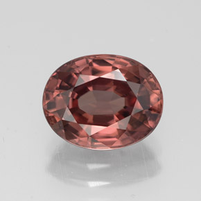 Zircon rose naturelle coupe ovale, 3,04 ct, VVS