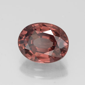 Zircon rose naturelle coupe ovale, 3,04 ct, VVS
