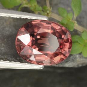 Zircon rouge naturelle coupe ovale, 3,16 ct, VS