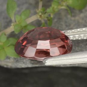 Zircon rouge naturelle coupe ovale, 3,16 ct, VS