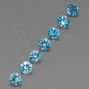Achetez naturel ct Bleu Zircon gems, Coupe roude, En provenance Cambodge chez GemSelect. En stock, livraison internationale!