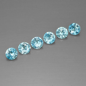 Achetez naturel ct Bleu Zircon gems, Coupe roude, En provenance Cambodge chez GemSelect. En stock, livraison internationale!