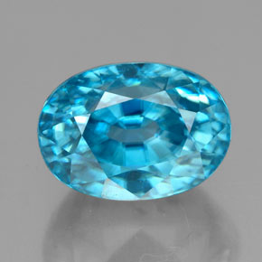 Zircon bleue naturelle coupe ovale, 7,24 ct, VS