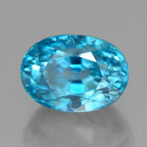Zircon bleue naturelle coupe ovale, 7,24 ct, VS