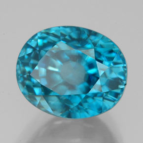 Zircon bleue naturelle coupe ovale, 8,45 ct, IF