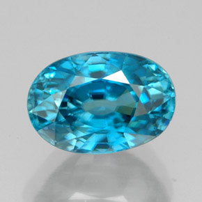 Zircon bleue naturelle coupe ovale, 5,47 ct, IF