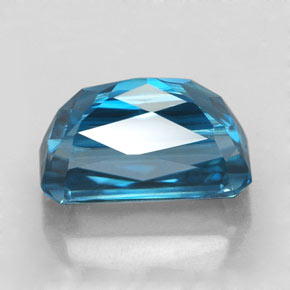 Zircon bleue naturelle taille émeraude, 7,48 ct, IF