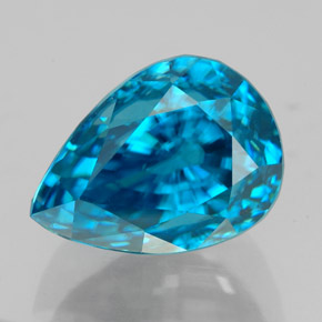 Zircon bleue naturelle en forme de poire, 7,72 ct, VVS