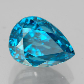 Zircon bleue naturelle en forme de poire, 7,72 ct, VVS