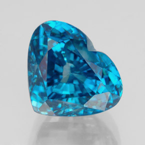 Zircon bleue naturelle forme de coeur, 7,34 ct, VVS