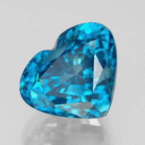 Zircon bleue naturelle forme de coeur, 7,34 ct, VVS