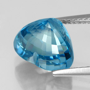 Zircon bleue naturelle forme de coeur, 7,34 ct, VVS