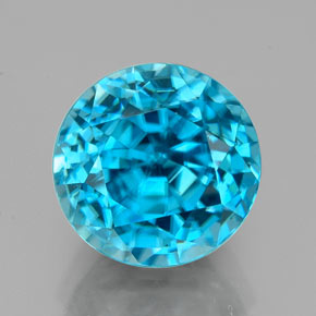 Zircon bleue naturelle coupe roude, 4,88 ct, VVS
