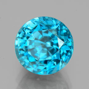 Zircon bleue naturelle coupe roude, 4,88 ct, VVS
