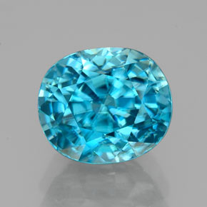 Zircon bleue naturelle coupe coussin, 4,07 ct, VVS